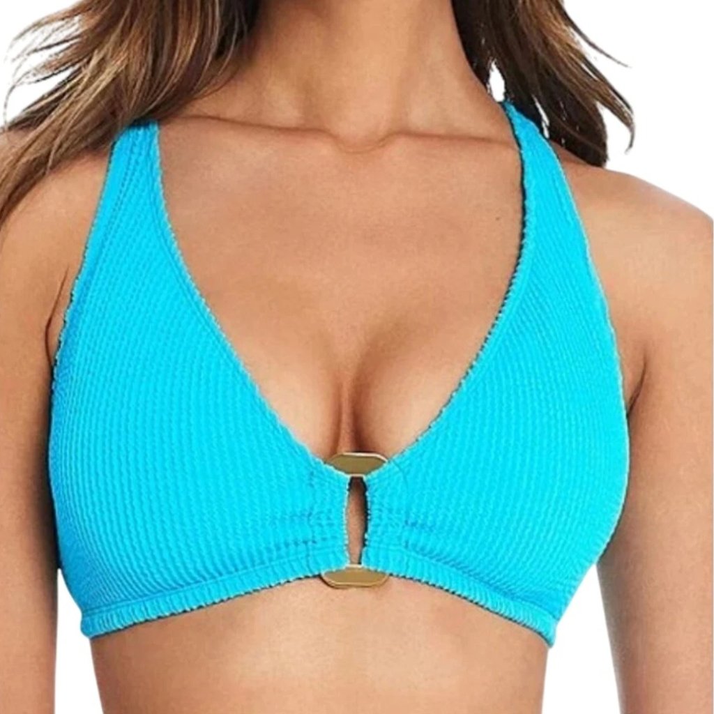 Bleu Rod Beattie Pucker Up Bikini Swim Top 34d Coldwater Blue Nwt